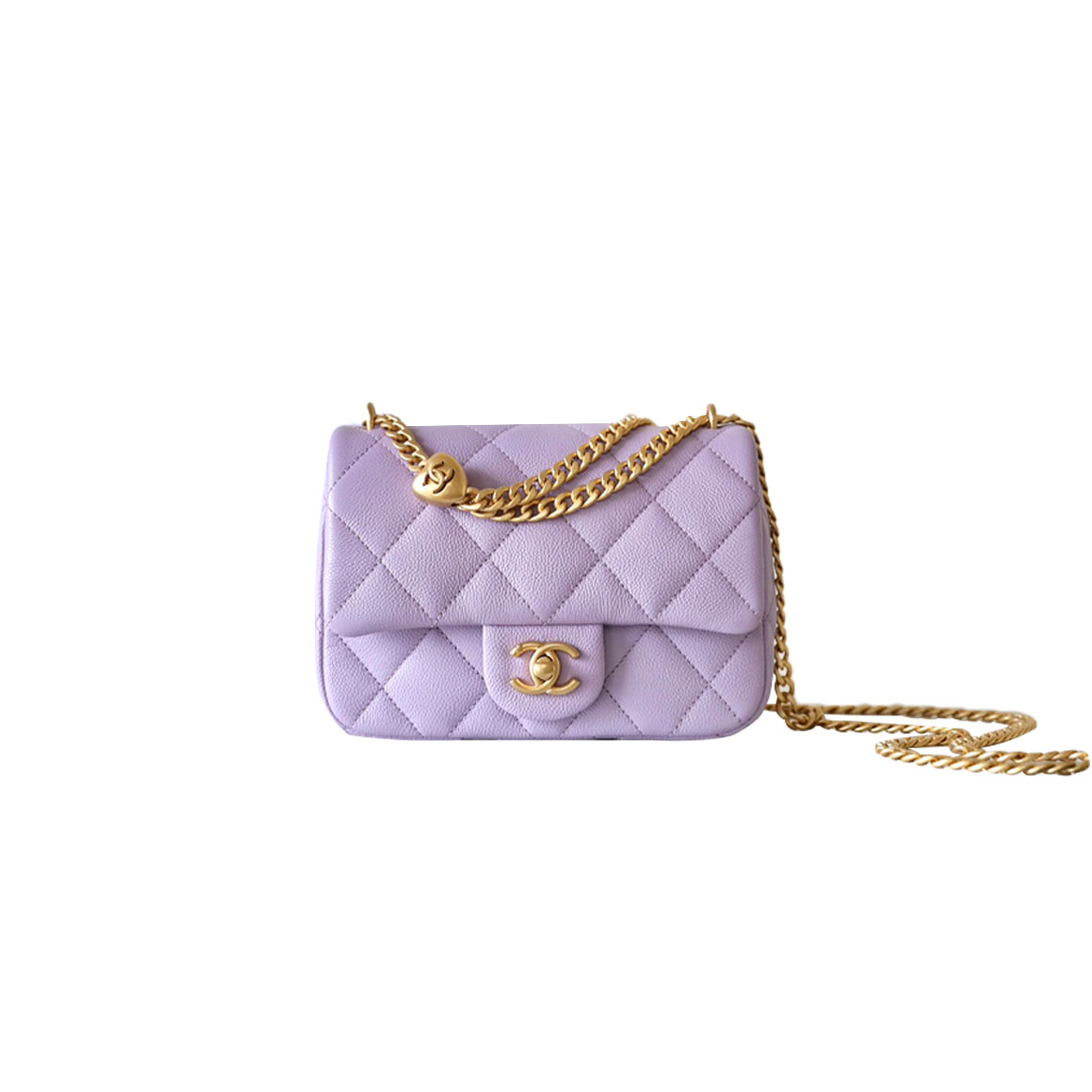 CHANEL HEART BUCKLE FLAP BAG (20*14*8cm)